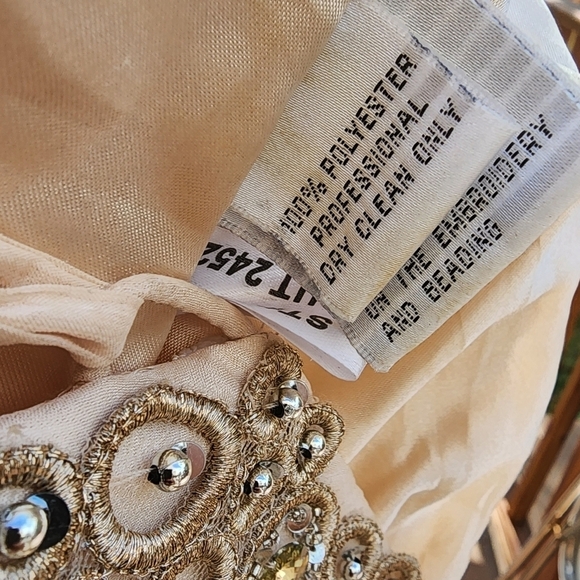 COLORS Beige Strapless Long Evening Dress size 14 - Picture 2 of 11